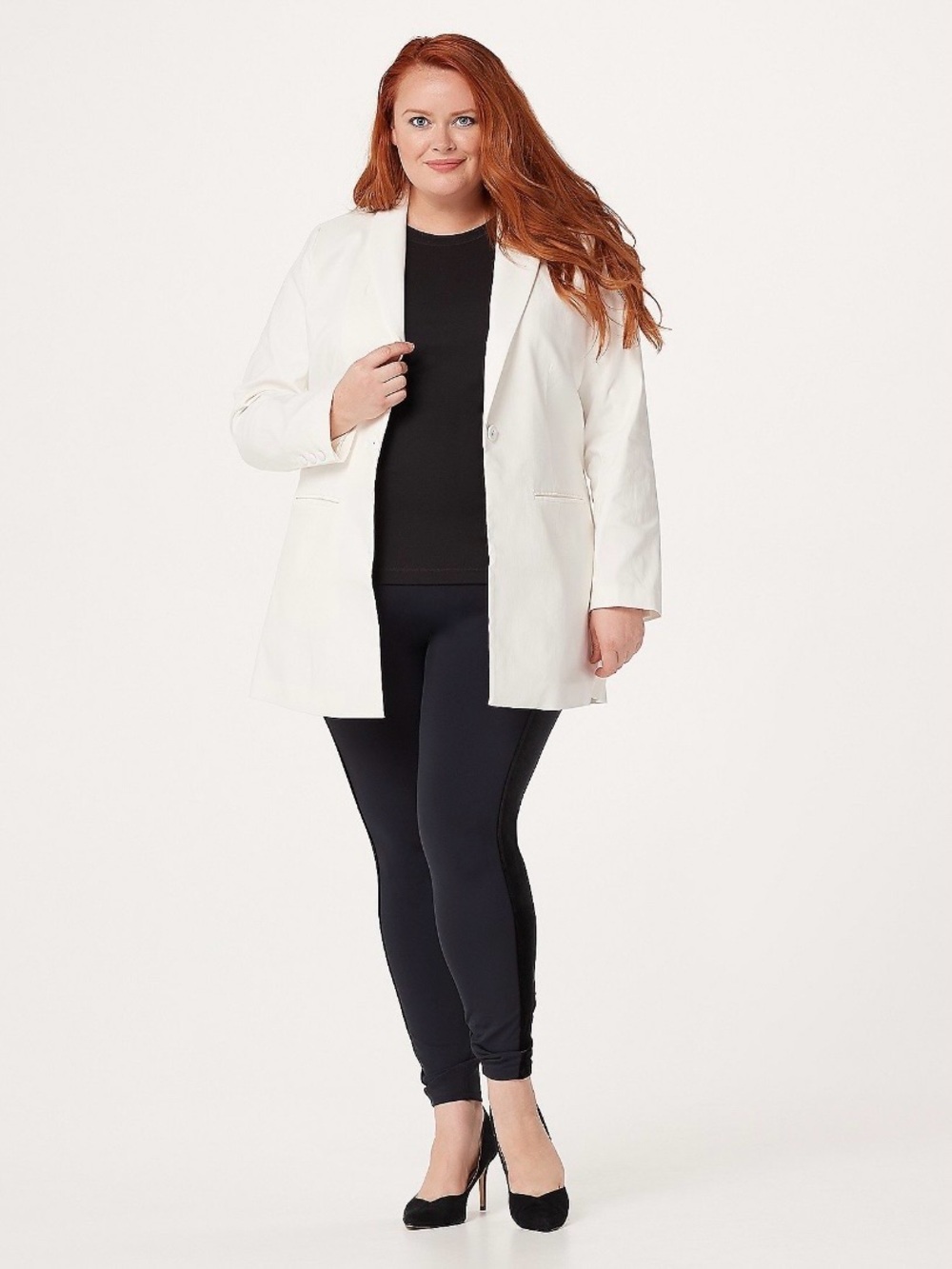 NWOT All Worthy Hunter McGrady Novelty Blazer w/ Faux Leather Shawl Collar White